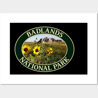 Sunflowers at Badlands National Park in South Dakota Posters and Art